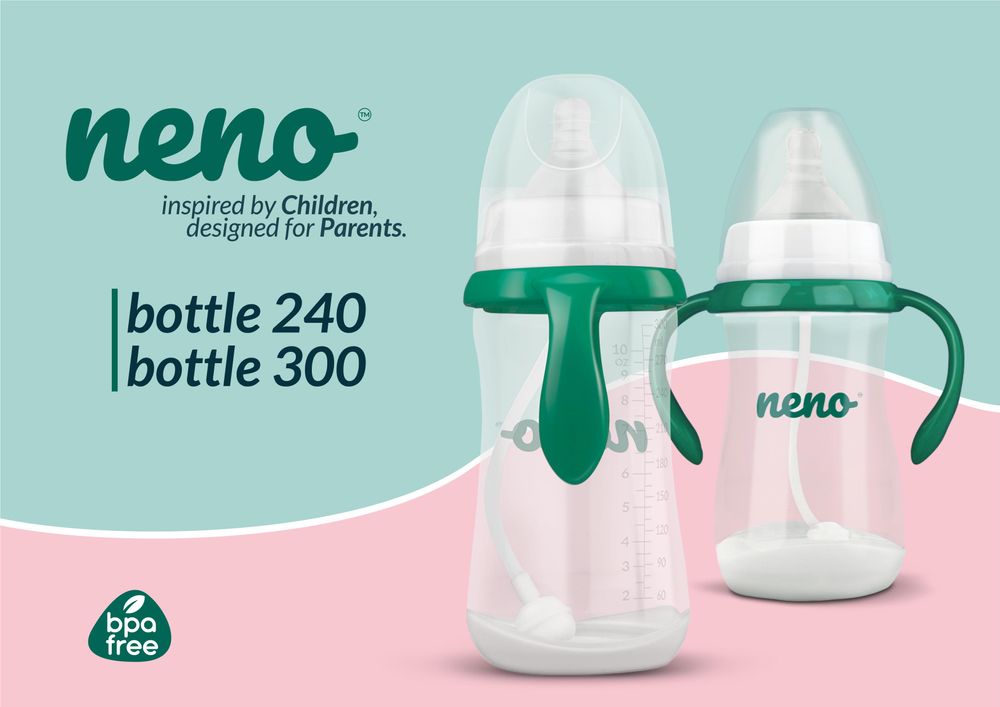 Neno Bottle 300 ml – butelka antykolkowa z uchwytami dla dzieci 6m+