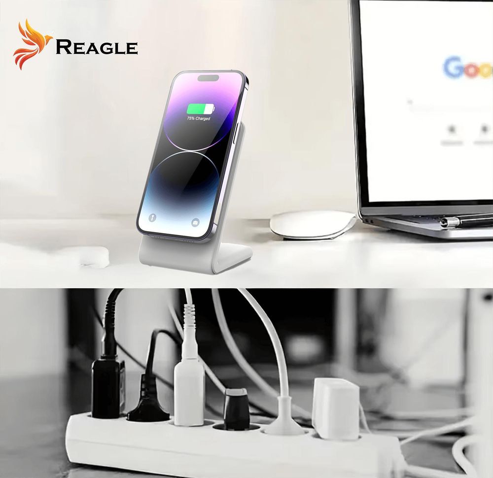 Kabellose Induktives Drahtloses Ladegerät 2In1 Magsafe Qi 15W Wireless Ladestation Kompatibel Mit Iphone 16, 15 Airpods Reagle