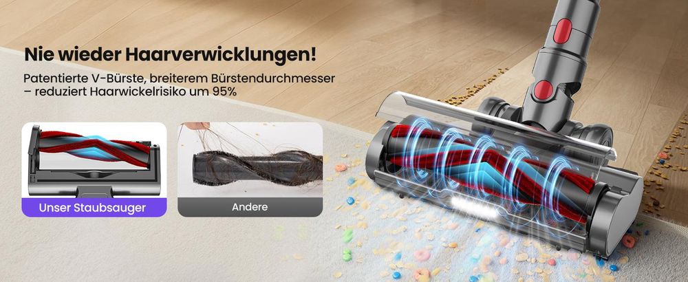 85000Pa Akku Hand Stielstaubsauger 750W/80mins handstaubsauge,Ultraleiser Staubsauger Kabellos SmartDisplay Leichter Antiverwicklung,Akku Staubsauger