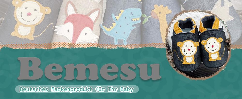 Bemesu Krabbelschuhe Baby Lauflernschuhe Wildledersohlen Dunkelblau 20/21EU