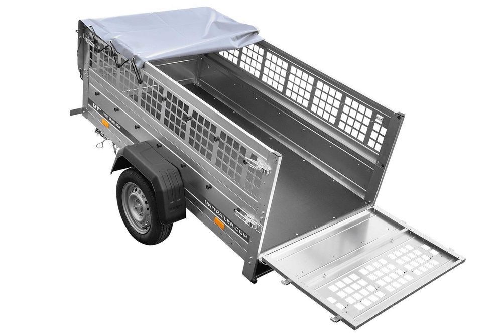 Pkw Planenanhänger GARDEN TRAILER 200 KIPP mit Laubgitteraufsatz, Stützrad, Flachplane