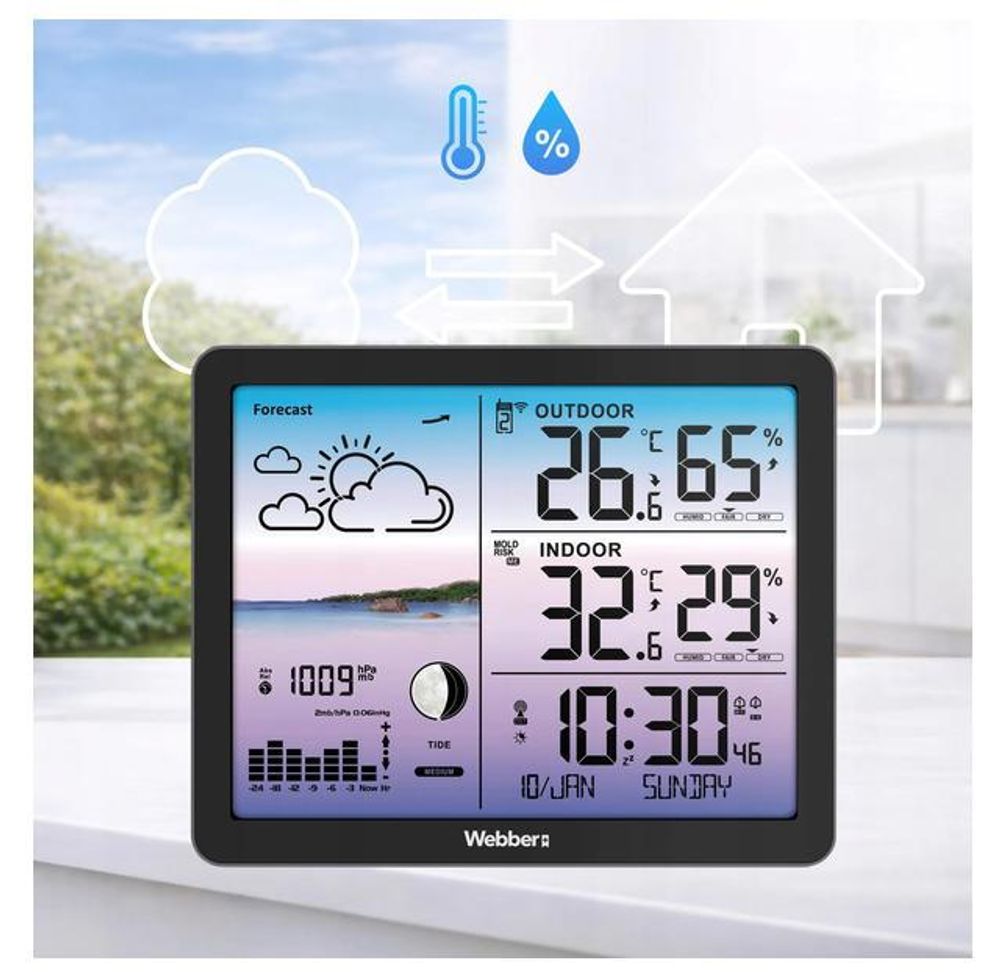 Stacja Meteorologiczna Webber Ws305C – Czujnik Bezprzewodowy, Barometr, Dcf,