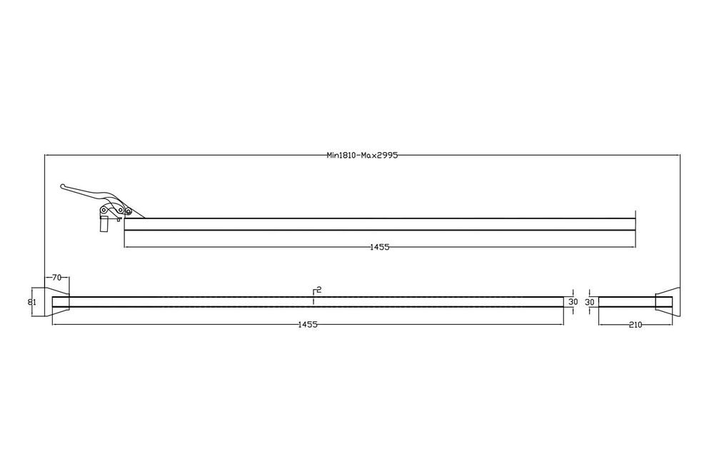 UNITRAILER Sperrstange 1880-2852 mm Klemmbalken Ladungssicherung für LKW Anhänger und Transporter verstellbar