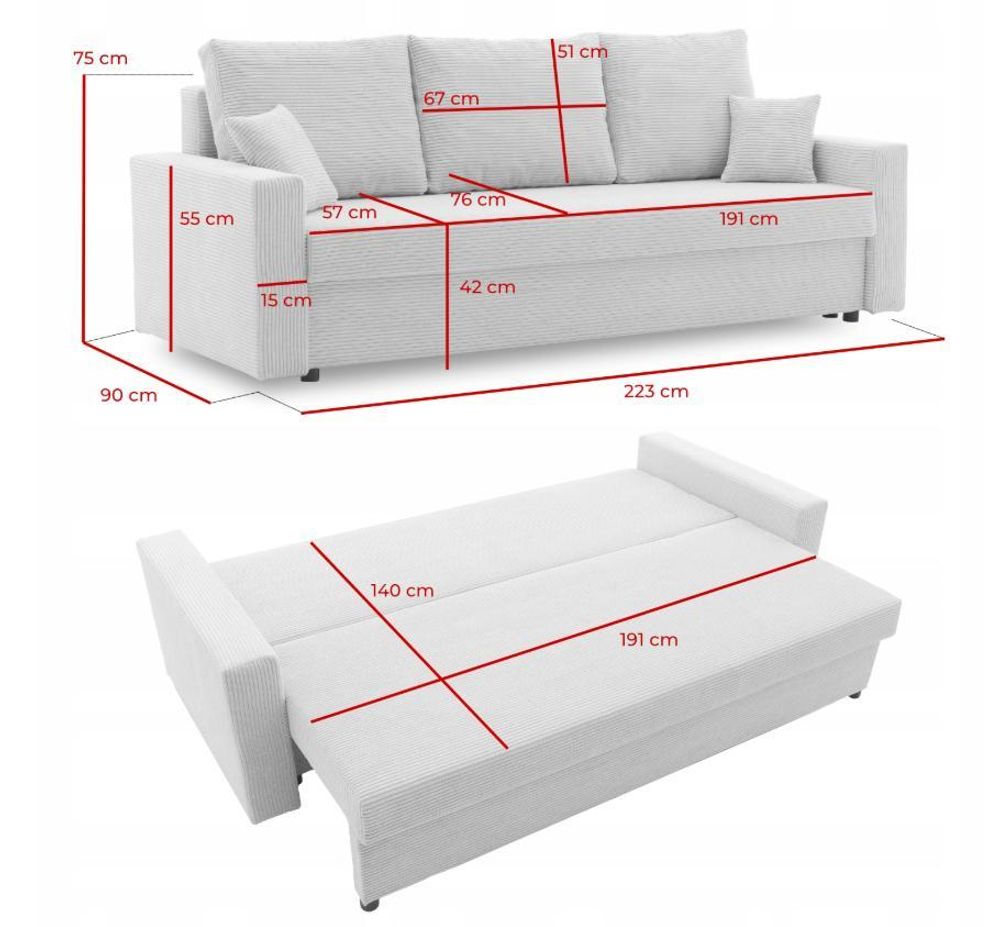 Couch mit schlaffunktion Wohnzimmer Couch mit Bettkasten AIKIDO 223x90cm Dunkelblau