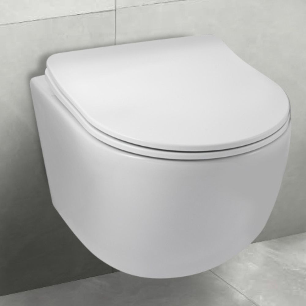 Keramik Hänge-WC mit Tornado-Spülsystem spülrandlos mit WC-Sitz Absenkautomatik – moderne Form