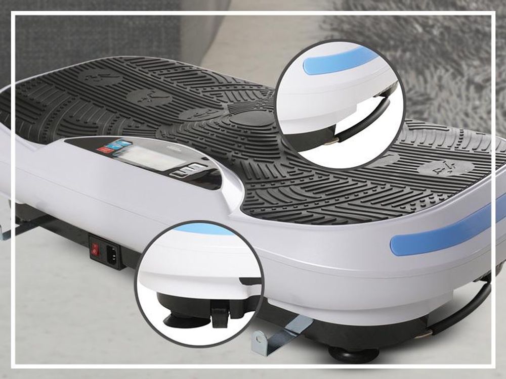 4D Vibrationsplatte MV300 | Vibrotrainer - Fitnessgerät - Vibration - Fitness Training - Zubehör - 16 Stufen - Fernbedienung - Lautsprecher (Weiß)
