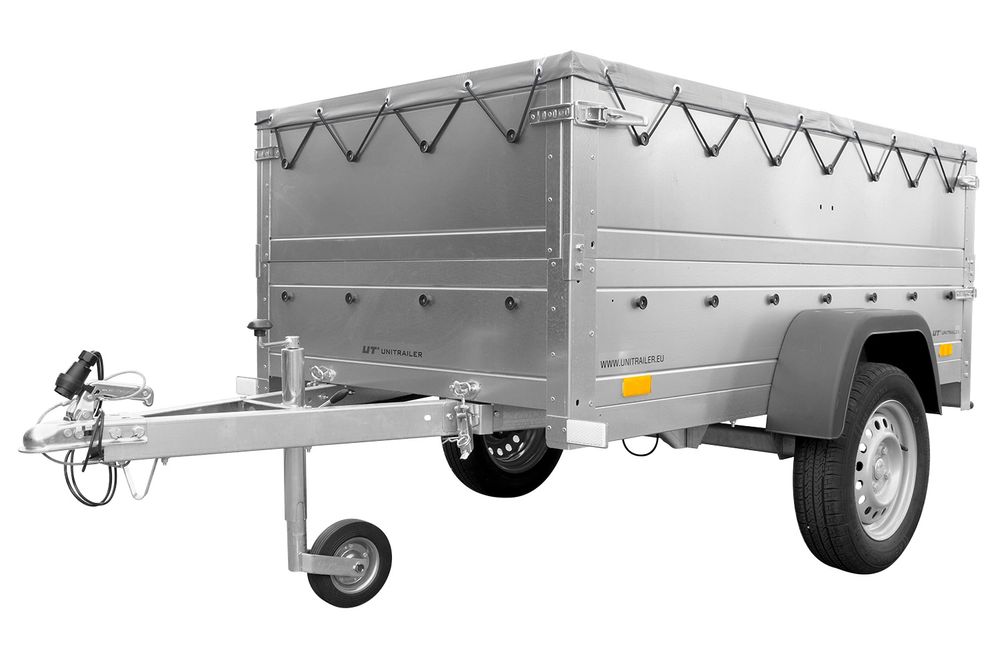 Kippbarer Pkw Anhänger GARDEN TRAILER 200 KIPP mit zusätzlichen Bordwänden, Stützrad und Flachplane
