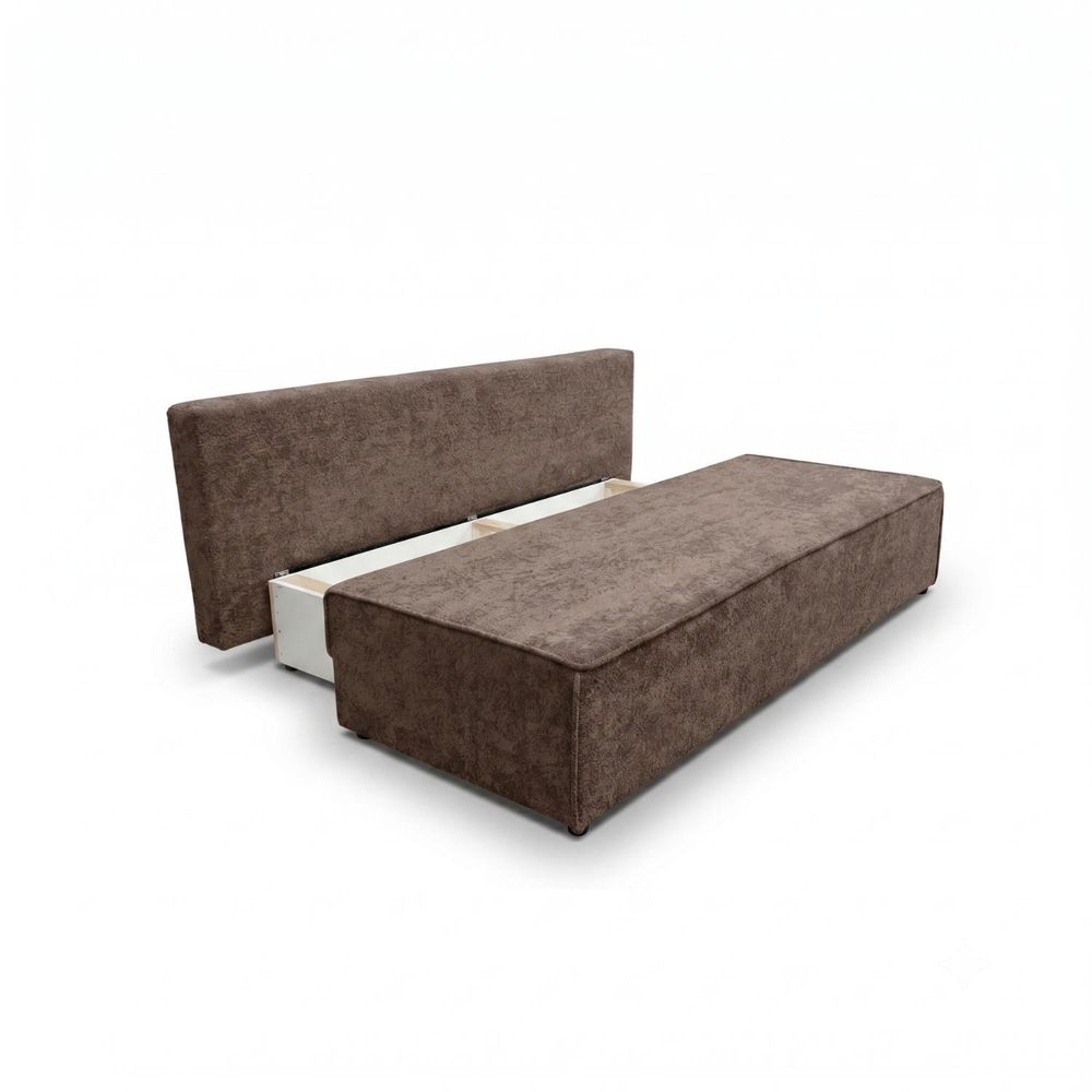 Schlafsofa FORANO 3-Sitzer mit Bettkasten, Sofa Couch mit Schlaffunktion Gästezimmer und Jugendzimmer weicher Bouclé-Plüschstoff Dunkelbraun