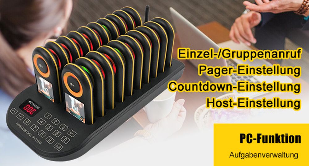 Retekess TD169 Restaurant Pager, Küchenkleingeräte mit 500M, 31 Anrufmodi, 300 mAh Akku, IP67, Pager Pieper für Hotel, Bar, Café (20 Pagers)
