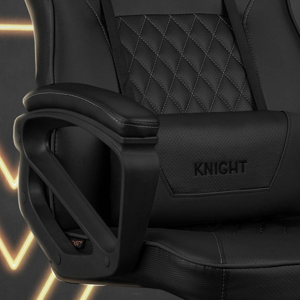SENSE7 Knight Gaming Krzesło ze sztucznej skóry czarno-szare - Ergonomiczne krzesło biurowe Krzesło do komputera Krzesło dla graczy Funkcja bujania Gamer 120 kg