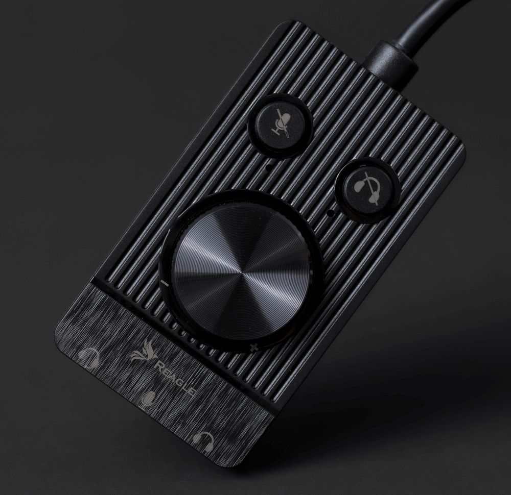 Reagle Externe USB Soundkarte Adapter USB auf 3,5mm Klinke für Headset, Kopfhörer & Mikrofon |mit Lautstärkeregler, Stummschalttaste, Plug & Play,