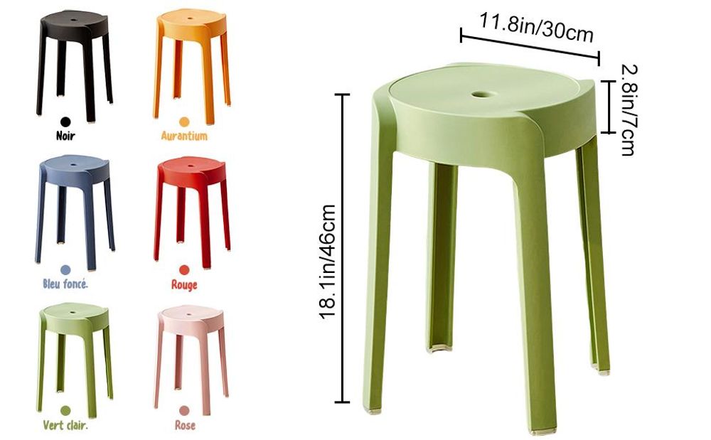 6er-Set stapelbare, tragbare, runde Kunststoffhocker, Tragkraft bis 150 kg, ohne Rückenlehne, für Zuhause, Klassenzimmer und Outdoor