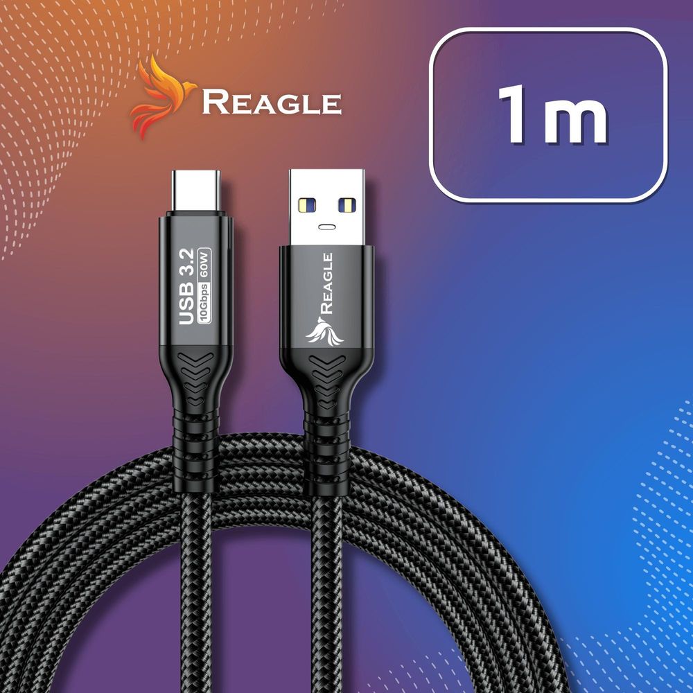 USB A auf USB C Kabel 1m – Schnellladen PD 60W QC4 – Datenkabel USB 3.2 Gen2 10Gbps – Ladekabel für Smartphone Laptop Tablet