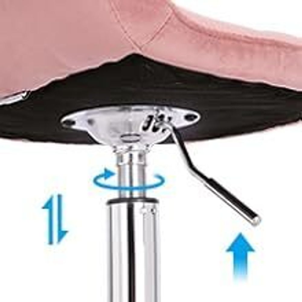 WOLTU Bürohocker mit Rollen, mit niedriger Rückenlehne, höhenverstellbar, Samt : Rosa Farbe: Rosa