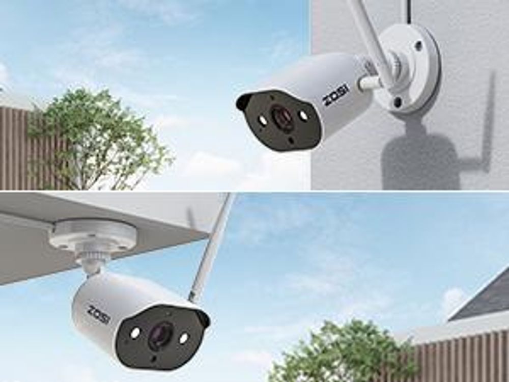 ZOSI 2K Überwachungskamera Set Außen WLAN mit 4X 3MP WiFi IP Kameras, 2 Wege Audio, Spotlight Alarm, Farbe Nachtsicht, Keine Festplatte inklusive