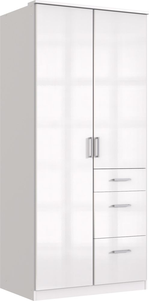 Clack Drehtürenschrank – moderner Kleiderschrank mit Hochglanz-Front und vielseitiger Innenaufteilun