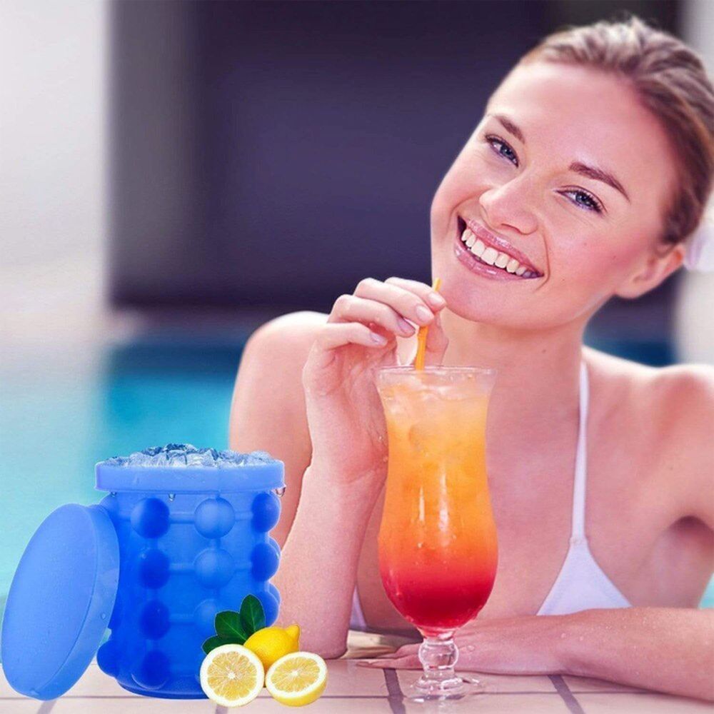 Eiswürfelform Silikon Eiswürfelbehälter Deckel Tassenform BPA-Frei Becher Eis Getränke Gekühlte Whisky Wein Cocktail Leicht Spülmaschinenfest Retoo