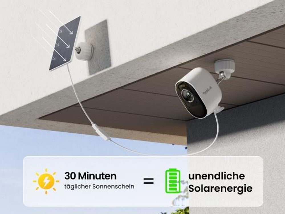 Reolink Argus 3 Pro+Solar Panel Lite, 2K+ 5MP Akku Überwachungskamera Aussen, 2,4/5GHz Dualband, KI Erkennung, Spotlight, Farbnachtsicht, 2-Wege-Audio