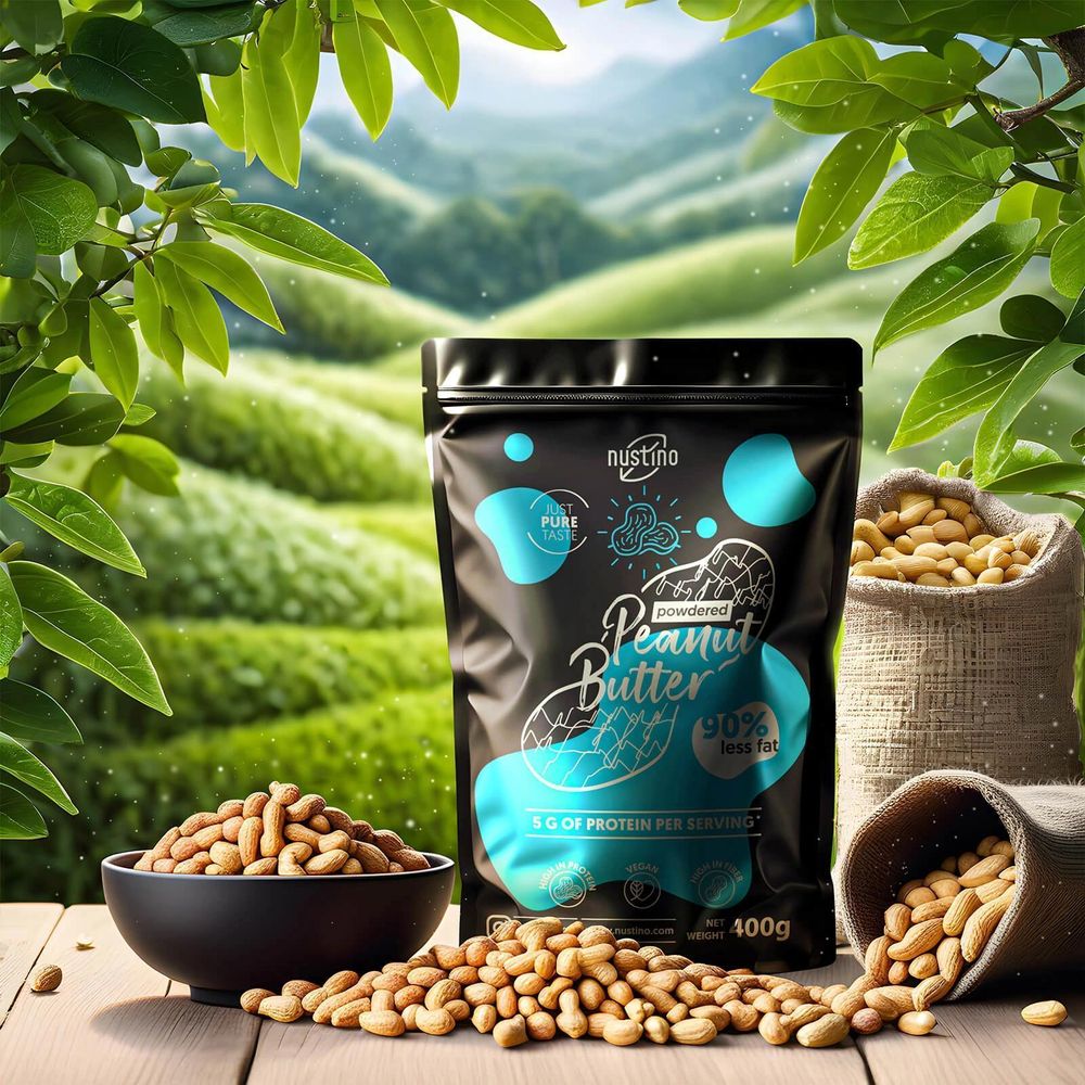 Nustino - Burro di arachidi in polvere Pure 400 g - 100% arachidi, 90% di grassi in meno - Ricco di proteine - Senza zucchero - A basso contenuto di grassi - Senza olio di palma
