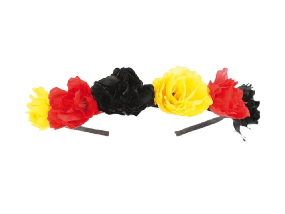 Haarschmuck Blumiger Haarreif Fan Schwarz-Rot-Gold Einheitsgröße für Sportbegeisterte beim Stadionbesuch Accessoire