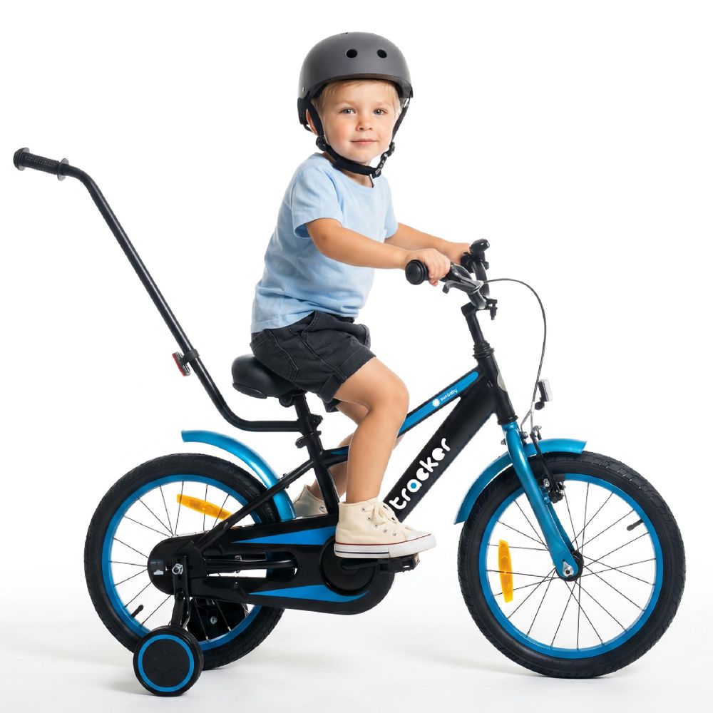 Sun Baby Tracker Bike Kinderfahrrad Jungen Fahrrad Stützräder Schubstange 14 Zoll neon orange