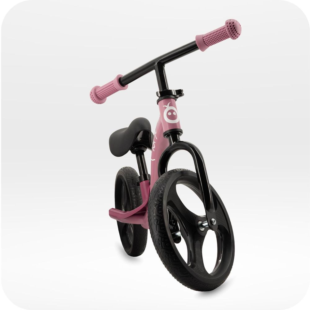 MoMi ISOKA – 10 Zoll Laufrad mit LED-Leuchten (Dynamo), höhenverstellbar ohne Werkzeug, mit Fußstütze, ab 2 Jahren, bis 35 kg – Rosa
