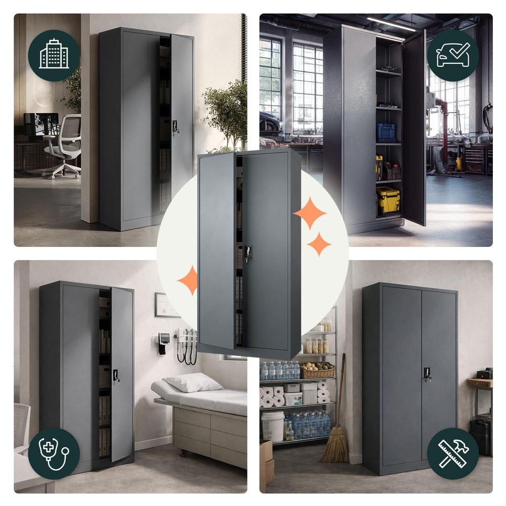 Aktenschrank Abschließbar 185x90 Metallschrank mit 5 Ebenen - Büroschrank mit Schloss