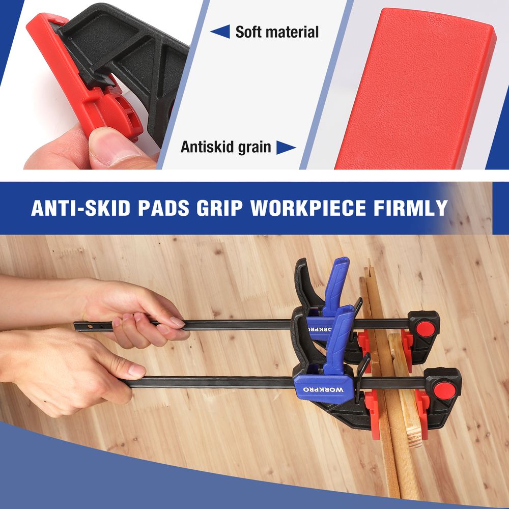 WORKPRO Einhandzwingen 2 Stück, Schraubzwingen Set Spannweite 305mm, Dehnbereich 440mm, Spannkraft 68kg
