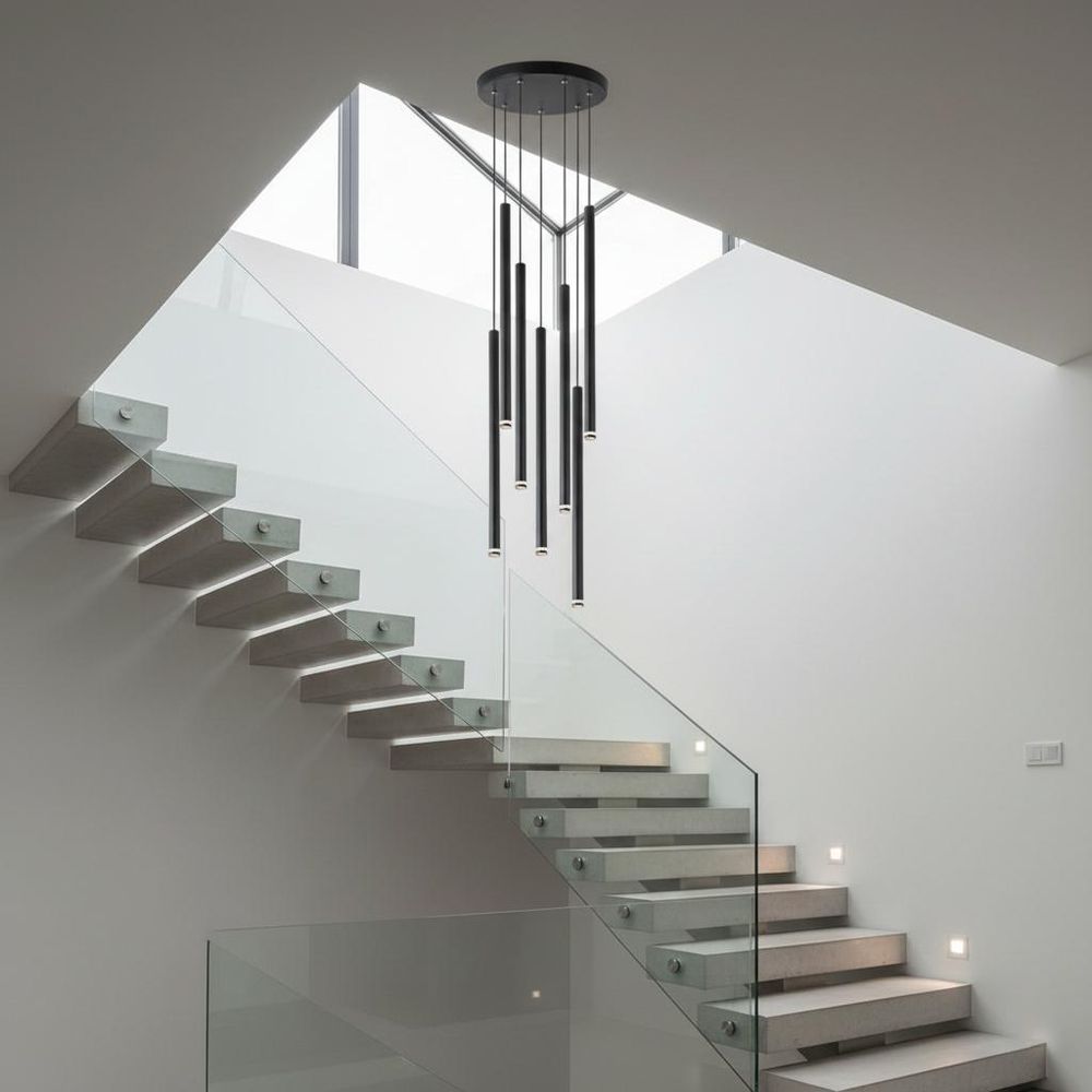 MasterLED Pendelleuchte – 7-flammig Ø30cm – Schwarz – G9 – Pendelleuchte Esstisch – höhenverstellbare Pendelleuchte – Piero
