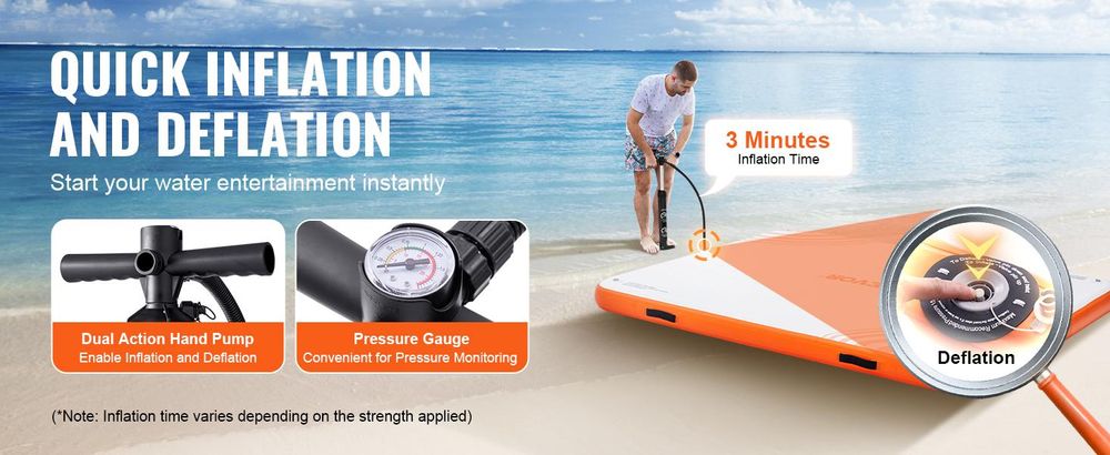 VEVOR Aufblasbarer Schwimmdock, 15 x 6FT Aufblasbare Dockplattform, Rutschfeste Wasser-Schwimmdockmatte mit Tragetasche & Abnehmbarer Leiter, Schwimmplattform Insel Floß für Pool Strand Ozean, 8 x 6 ft