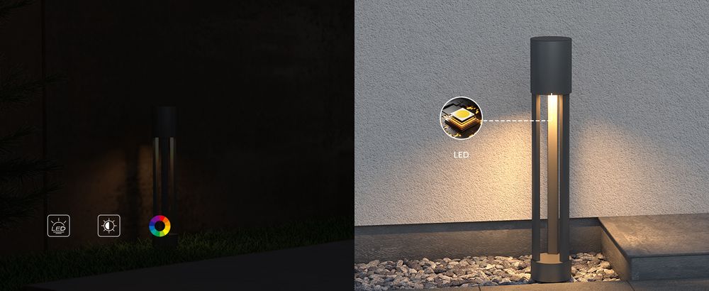 doporro Außenleuchte Wegeleuchten Außen, 10W LED Stehleuchte, 3000K Aussenleuchte Stehlampe, Außenpollerleuchte 70CM IP65 Sandgrau dunkel NeoForge