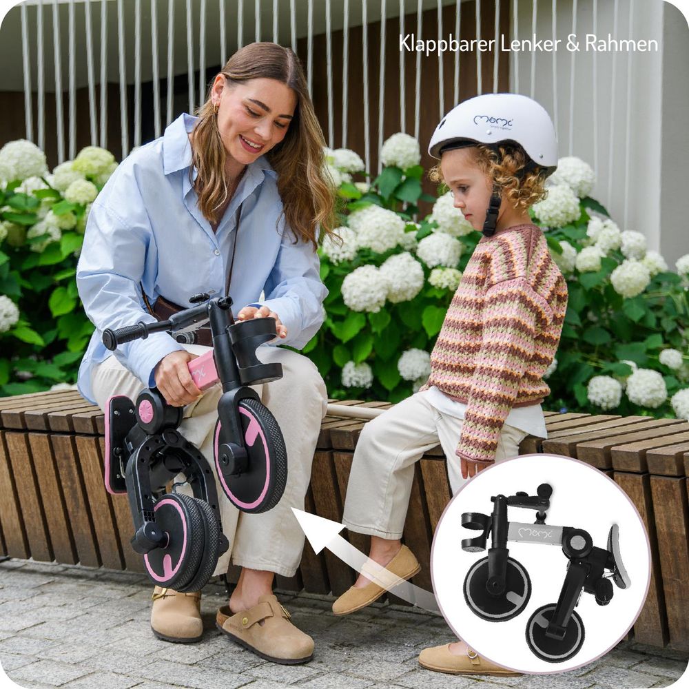 MoMi FILO 3-in-1 Kinderdreirad – klappbar per Knopfdruck, höhenverstellbarer Lenker und Sattel, für Kinder ab 1 Jahr