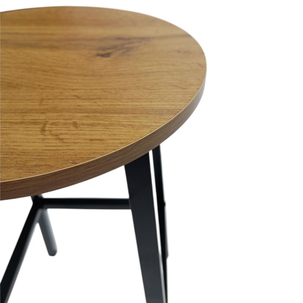 BEGRYF Hocker Barhocker 2er Set – runde Sitzfläche 32 cm, Küchenhocker 65 cm hoch, Industrial Design, Holzoptik & schwarzes Metallgestell