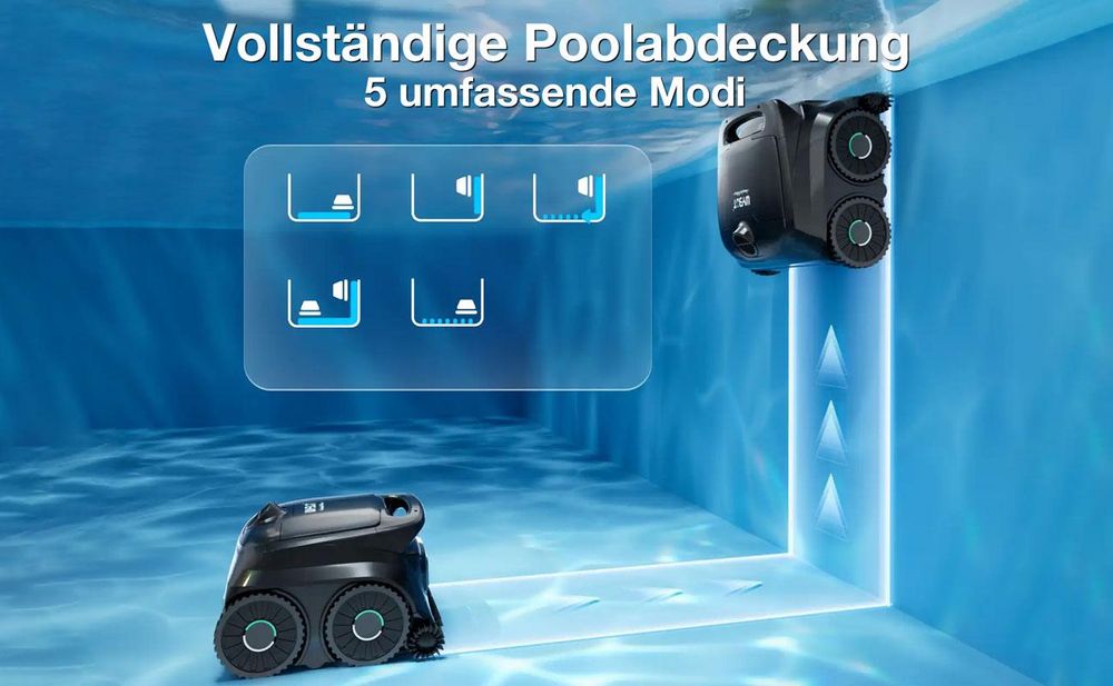WYBOT B1 kabelloser Poolroboter mit Vollabdeckung & Kantenreinigung Black Neu