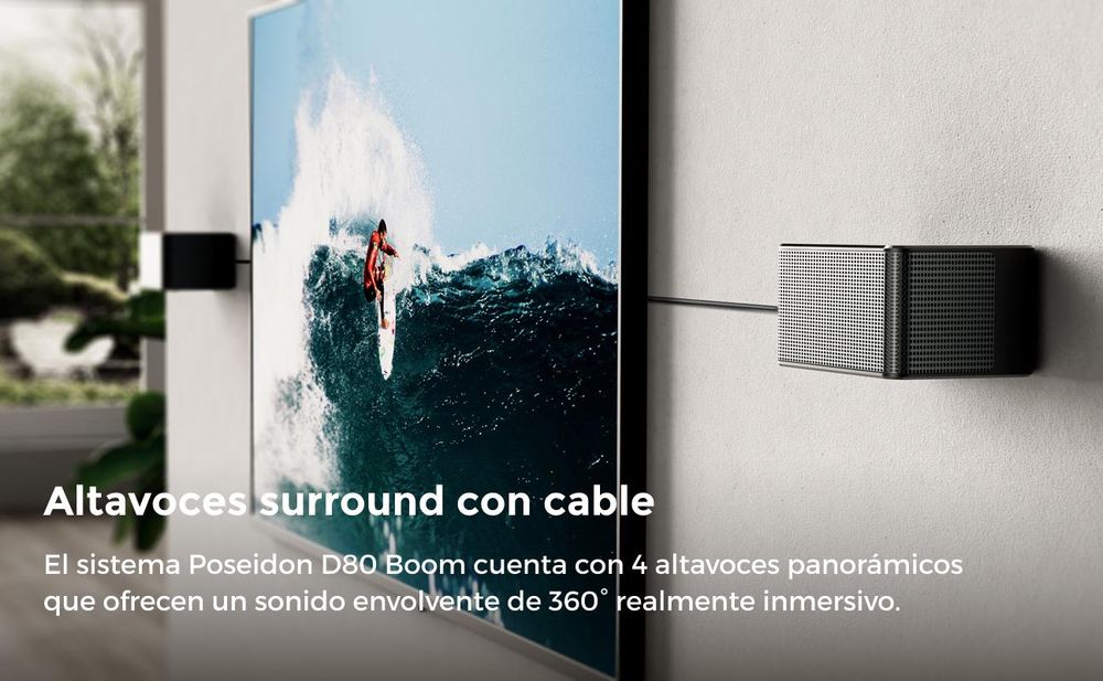 ULTIMEA Poseidon D80 Boom Barra de sonido 7.1 con Dolby Atmos, sistema de sonido envolvente para TV, subwoofer, cine en casa
