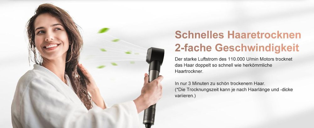 MCURO 6-in-1 Warmluftbürste mit 6 Aufsätzen,Airflow Lockenstab, Föhn & Negativ-Ionen Haarstyler für Glätten,Volumen & Locken,inkl. Aufbewahrungstasche