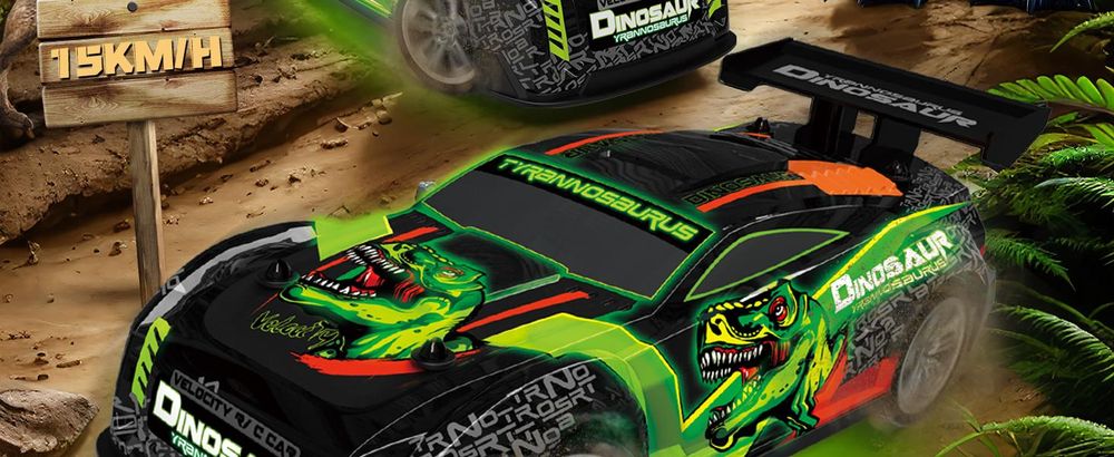 Ferngesteuertes Dinosaurier Auto ab 3 4 5 6 8 Jahre, RC Drift Car 1:18 RC Auto Kinder mit LED-Leuchten Drift RC Car