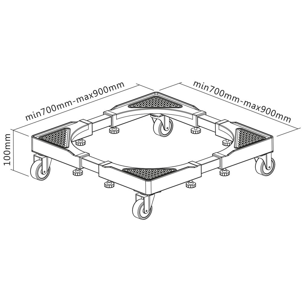 Fahrbarer Waschmaschinenständer Maclean feststellbar auf Rollen 700-900mm breit universal bis 200kg MC-119 B