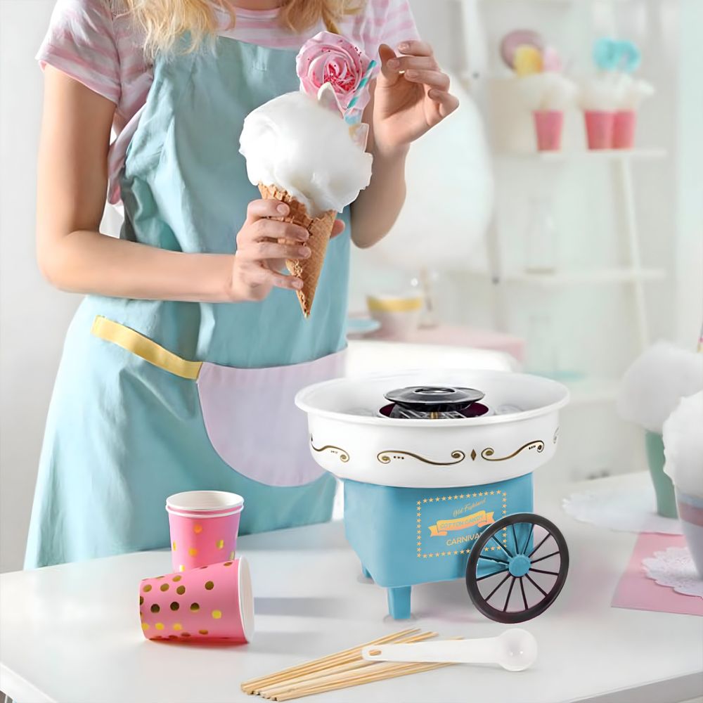 Zuckerwattemaschine Set – 500W Automat, Retro-Design, inkl. 10 Zuckerwatte-Stäbchen & Messlöffel, für Zuhause & Kinderpartys, süße Leckereien Retoo