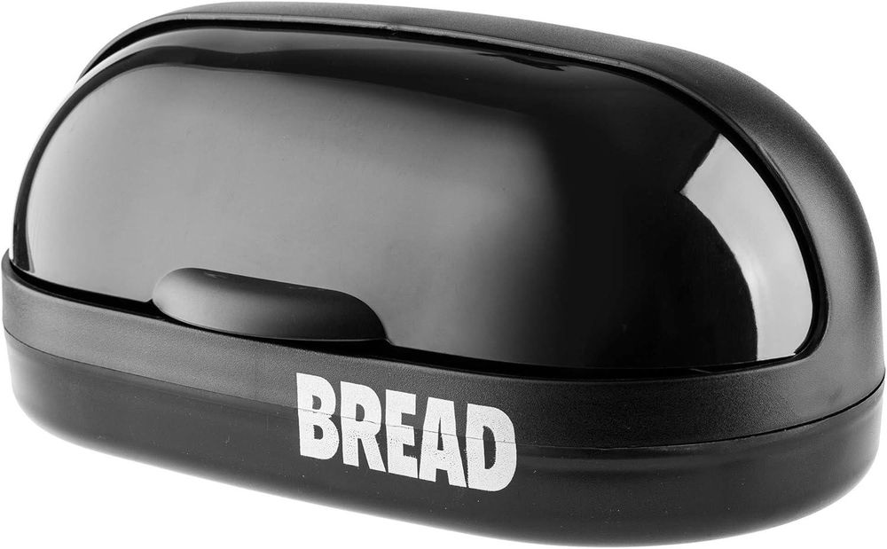 KADAX Brotkasten aus Kunststoff "Belfi", Brotbehälter, Brotbox mit Frontklappe, Rollbrotkasten, 37 cm, Schwarz