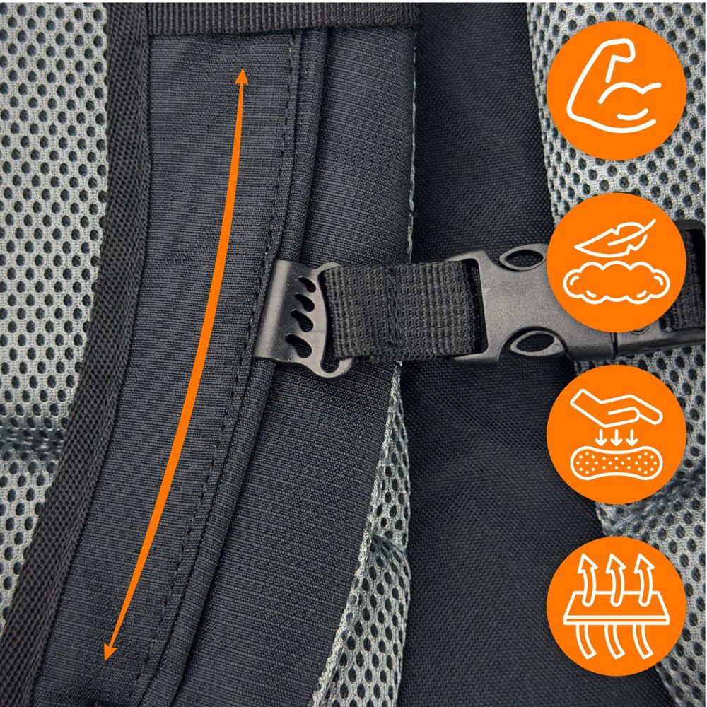 Wanderrucksack 25L Trekkingrucksack Herren & Damen, Titan-Core™ Nylon Outdoor Rucksack mit Regenschutz & Laptopfach, EVI SPORT Trailpack Schwarz