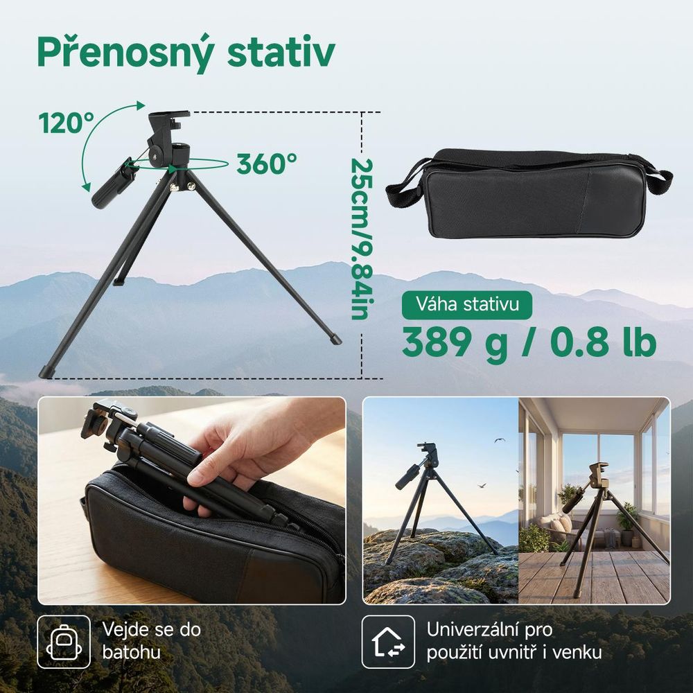 Svbony SV28 pozorovací dalekohled teleskop,25-75x100mm,monokular s HD BAK4 Porro hranolem FMC, Vhodný pro pozorování ptáků,střelbu a pozorování Měsíce
