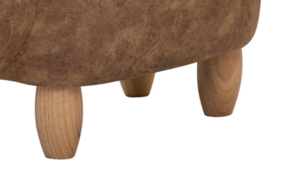 SVITA Tierhocker mit Stauraum Kinderhocker Ordnungshelfer Sitzhocker Polster mit Holzbeinen Kinderzimmer Deko Sitzbox Tier-Motiv Mops Hellbraun