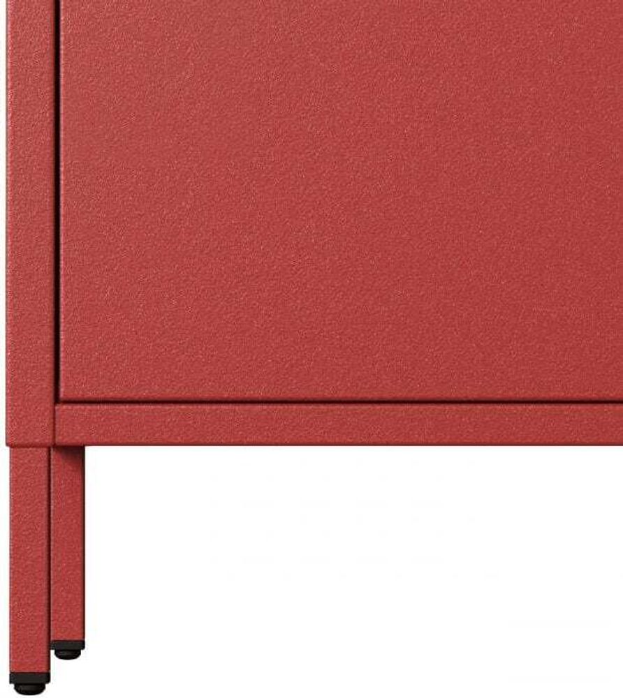 Jan Nowak Garderobenschrank aus Metall Kleiderschrank 2 Türig Flavio Ablagen Kleiderstange leiser Magnetverschluss geräumig, 80 x 185 x 45 cm, Rot