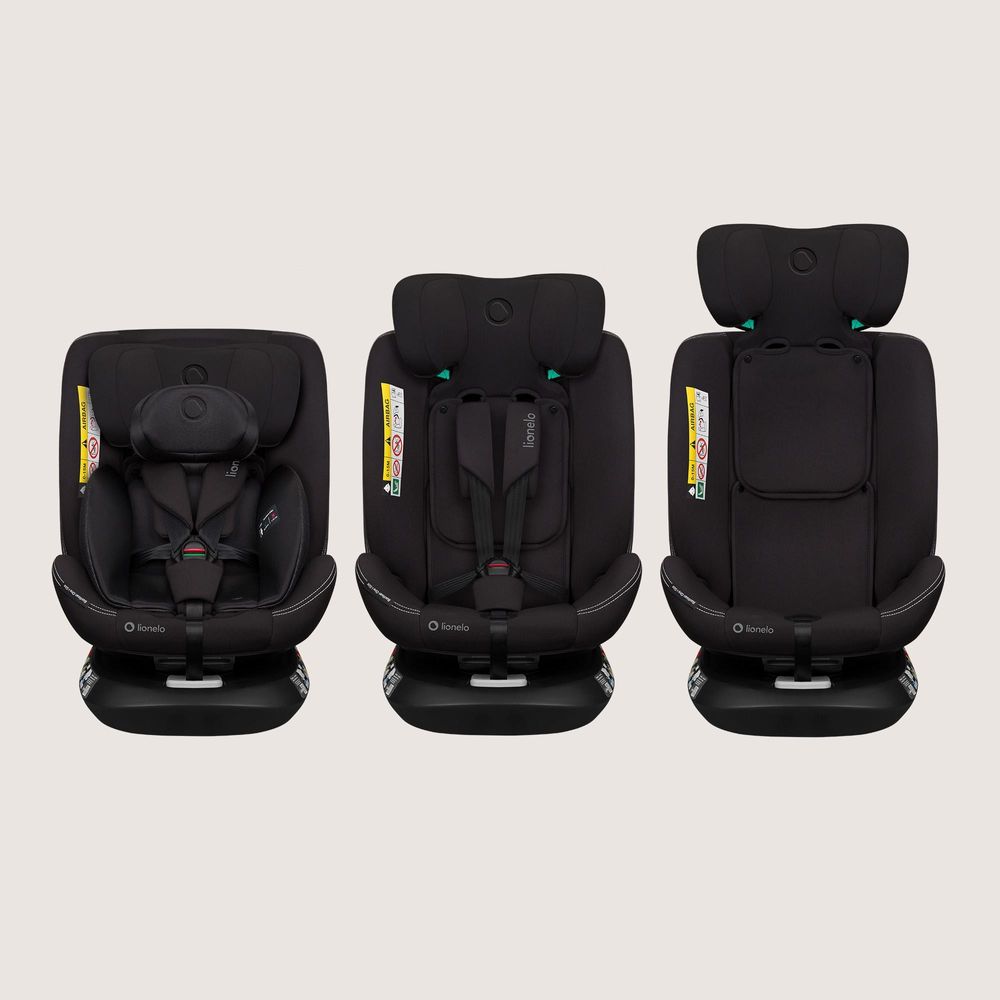 Lionelo Autokindersitz Bastiaan One i-Size, ab Geburt bis 12 Jahren, ab 0 kg bis 36 kg, Dri-Seat, 360 Grad - Black Carbon