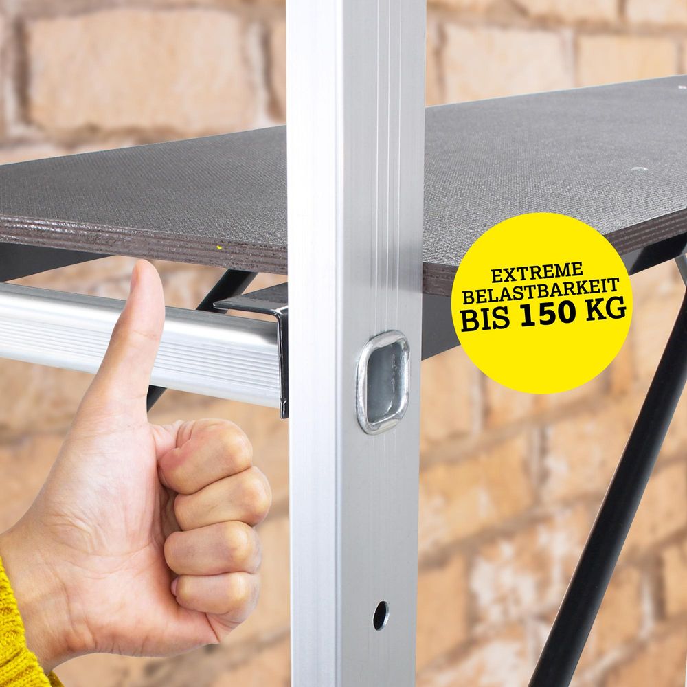 Craftfull Leitergerüst CF-103A | 4in1 Multigerüst aus Aluminium - Multifunktion - Anti-Rutsch-Rollen - Gerüst - Bis 150 Kg (1.95 Meter 7 Sprossen)