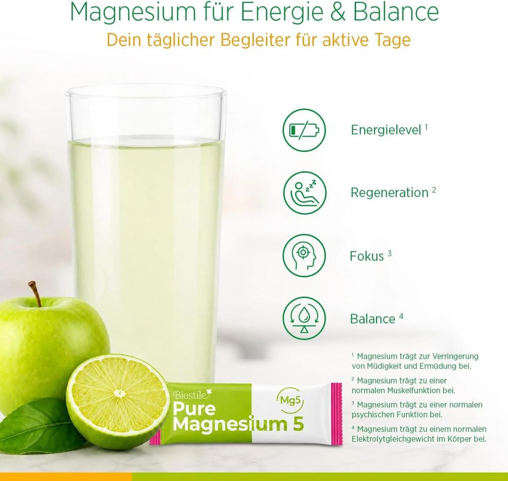 Biostile Pure Magnesium 5 als Nahrungsergänzungsmittel in Pulverform