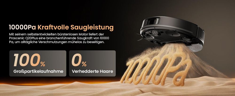 Proscenic Q20 Staubsauger Roboter, Saugroboter mit Wischfunktion, 10000Pa, 200 min, Alexa, Google Home, Siri oder IFTTT,360° LiDAR-Navigation, 4L