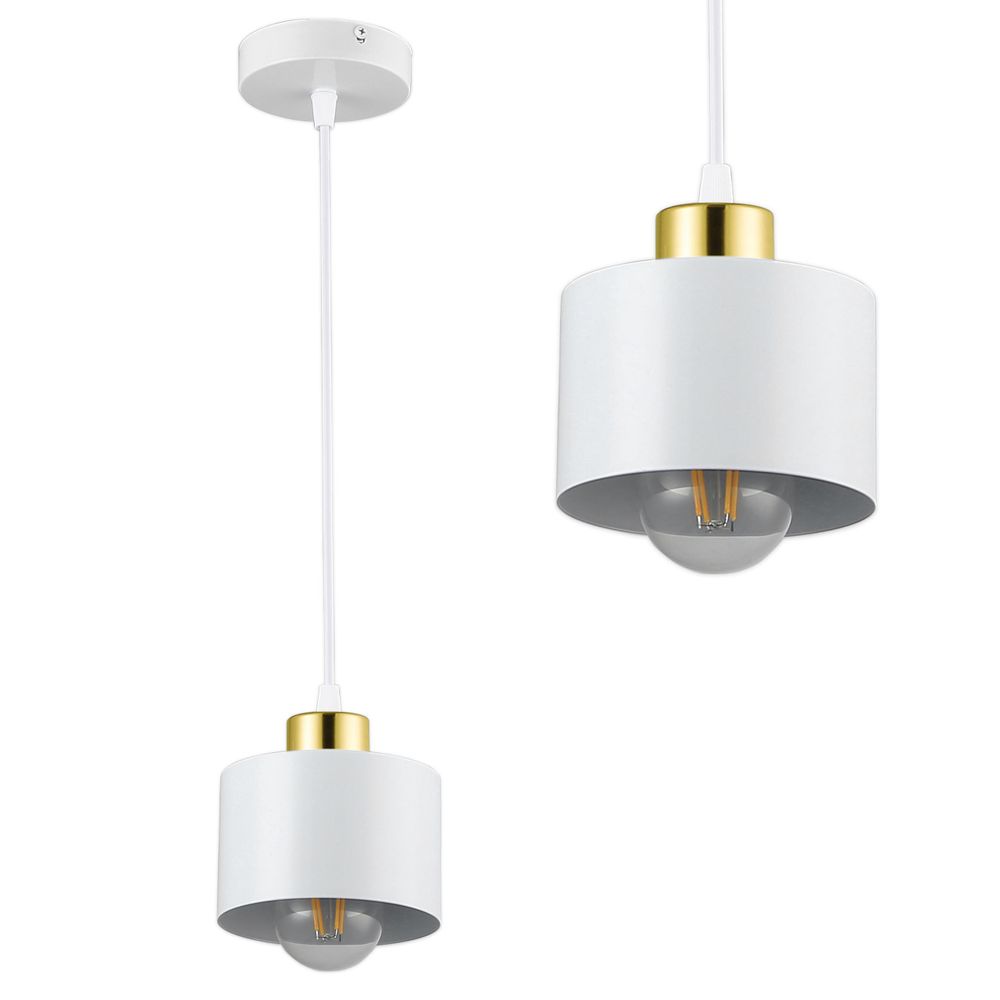 MasterLED Pendelleuchte Elza E27 Weiß-Gold – Moderne Hängelampe höhenverstellbar für Esszimmer, Küche & Wohnzimmer
