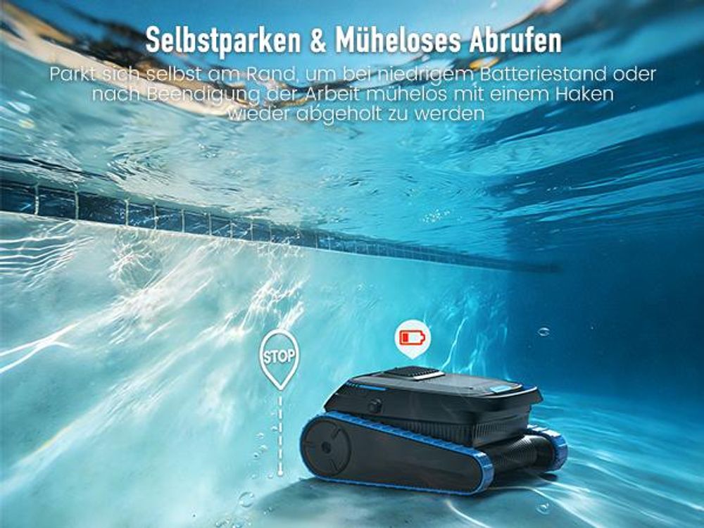 AIRROBO Poolroboter mit APP, 120min Laufzeit, 170m², 4L Filterkorb, 150μm, Intelligente Navigation, Akku Poolsauger für Boden/Wande/Wasserlinie